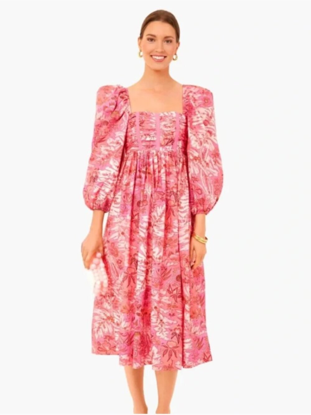 Ulla Johnson Camellia Leilani Dress Size 4 Pink Floral Puff Sleeve Mini Prairie - Picture 2 of 5